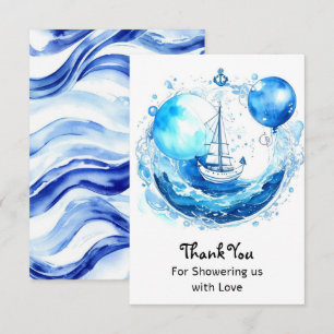 Rustic Nautical Charm: Boy Baby Shower Thank You Card