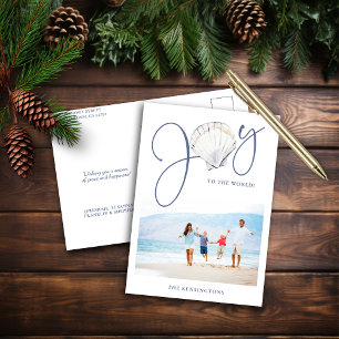 Rustic Nautical Christmas Joy Holiday Photo Postcard