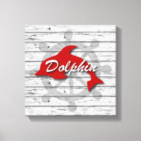 Rustic Nautical Dolphin On Weathered Grey Wood