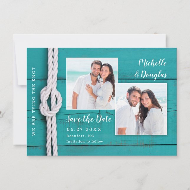 Rustic Nautical Knot Photo Save the Date (Front)