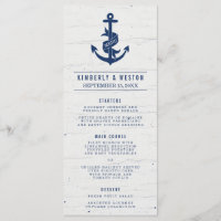 Rustic Nautical Wedding Menu / Navy