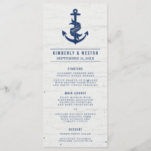 Rustic Nautical Wedding Menu / Navy