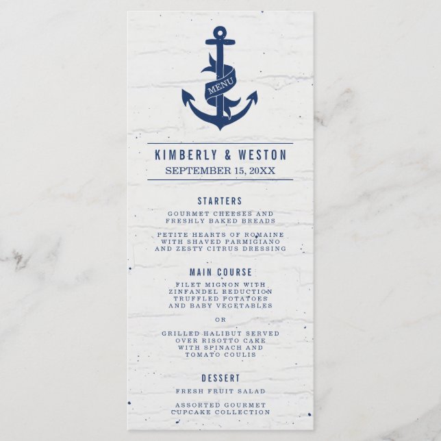 Rustic Nautical Wedding Menu / Navy (Front)