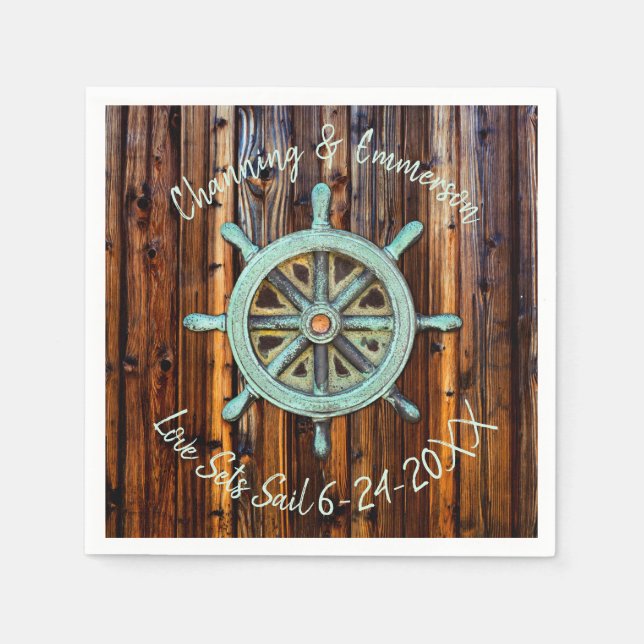 Rustic Nautical Wedding or Engagement Napkin (Front)