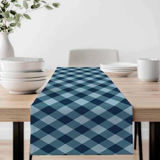 Rustic Navy and Blue Buffalo Plaid Short Table Runner (Creator Uploaded)