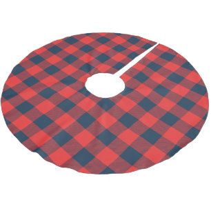Rustic Navy and Red Buffalo Check Plaid Brushed Polyester Tree Skirt