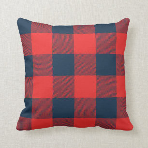 Rustic Navy and Red Buffalo Check Plaid Throw Pillow