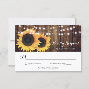 Rustic Navy Bleu Tournesol RSVP Carte choix de rep