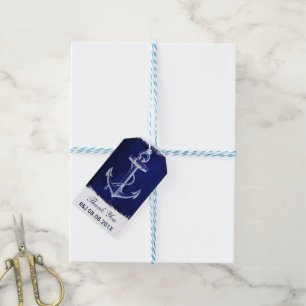 rustic Navy Blue anchor nautical wedding favour Gift Tags