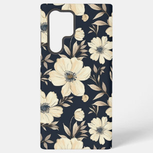 Rustic Navy Blue Beige Wildflower Meadow Dark Flor Samsung Galaxy Case