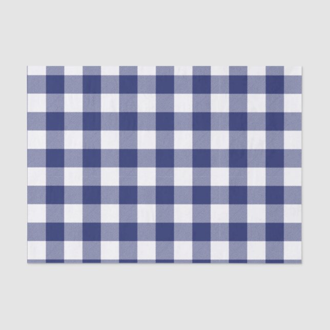 Rustic Navy Blue Buffalo Check Pattern Tissue Paper (Front)