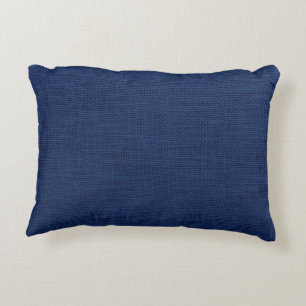 Rustic Navy Blue Burlap Texture Decorative Pillow