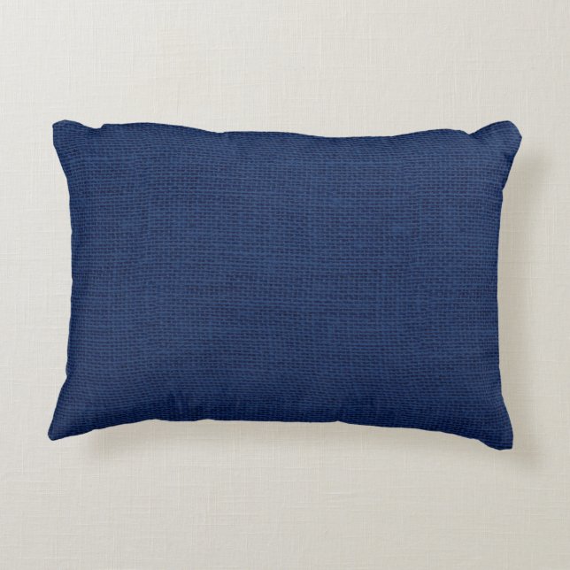 Rustic Navy Blue Burlap Texture Decorative Pillow (Back)