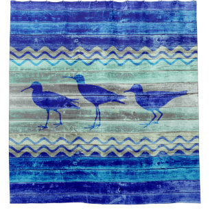 Rustic Navy Blue Coastal Decor Sandpipers