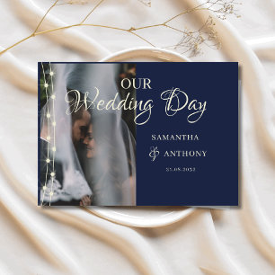 Rustic Navy Blue & String Lights Wedding Day Guest Book