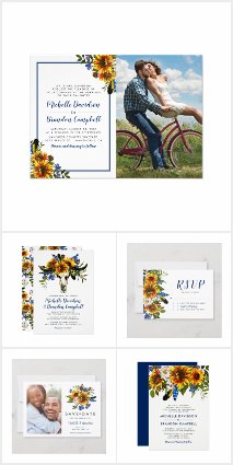 Rustic Navy Blue Sunflower Boho Collection