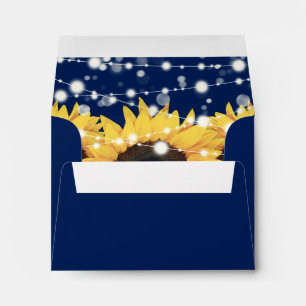 Rustic Navy Blue Sunflower Return Address Wedding Envelope