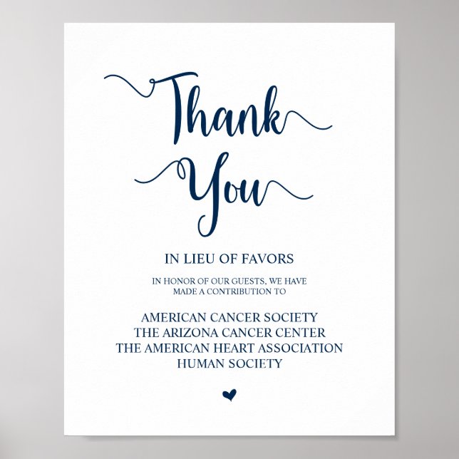 Rustic, Navy Blue, Wedding Donation, Contribution Poster (Front)