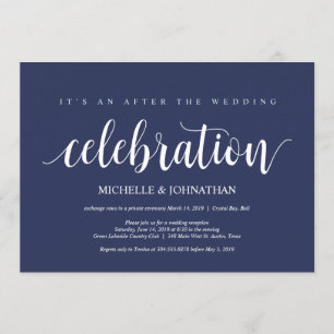 Rustic Navy Blue Wedding Elopement Reception Invitation