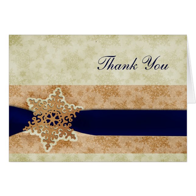 rustic "navy blue" winter wedding Thank You (Front Horizontal)