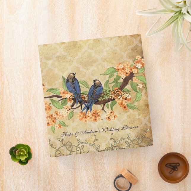 Rustic Navy Lovebird Coral Earth Tones Binder (In Situ)