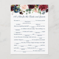 Rustic Navy Marsala Floral Mariage Cartes de conse