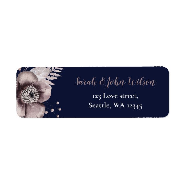 Rustic Navy Mauve Floral Botanical Wedding (Front)
