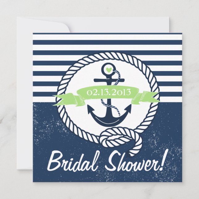 Rustic Navy Nautical Bridal Shower Invitation (Front)