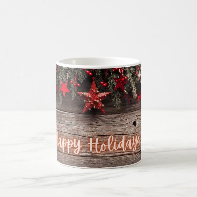 Rustic Neon Happy Holidays  Coffee Mug (Center)