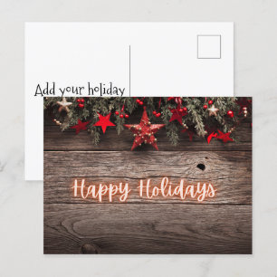 Rustic Neon Happy Holidays   Postcard