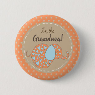 Rustic Neutral Baby Shower I'm the Grandma Family 2 Inch Round Button