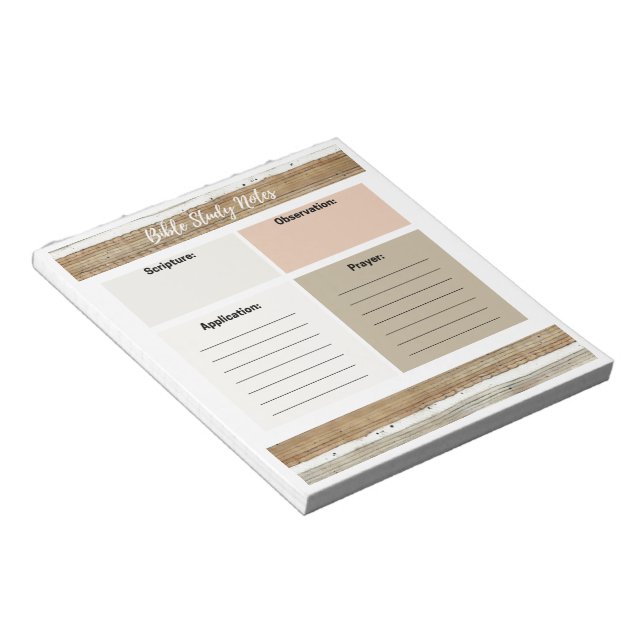 Rustic Neutral Bible Study Notes Notepad (Angled)