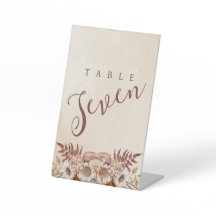 Rustic Neutral Boho Floral Table Number 