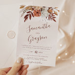 Rustic Neutral Boho Floral Wedding Invitation<br><div class="desc">Rustic bohemian style wedding invitations featuring watercolor flowers and fall leaves in earthy tones like rust brown,  burnt orange and terracotta. Perfect choice for autumn weddings.</div>