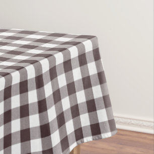 Rustic Neutral Brown White Gingham Buffalo Plaid Tablecloth