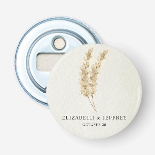 Rustic Neutral Earthy Boho Pampas Grass Wedding   Bottle Opener