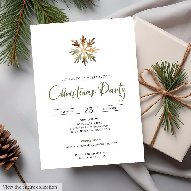 Rustic Neutral Earthy Minimalist Cozy Watercolor  Invitation (Rustic Neutral Earthy Minimalist Cozy Watercolor Christmas Party)