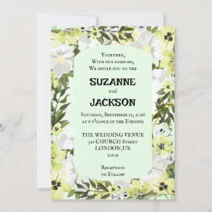 Rustic Neutral Floral Wedding Invitation