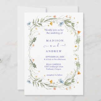 Rustic Neutral Floral Wedding Invitation