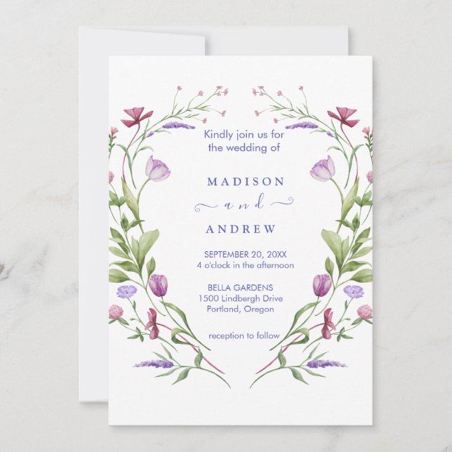 Rustic Neutral Floral Wedding Invitation (Front)