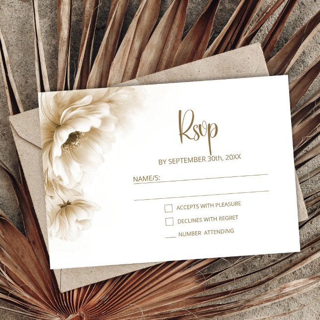 Rustic Neutral Floral Wedding RSVP Card (Creator Uploaded)