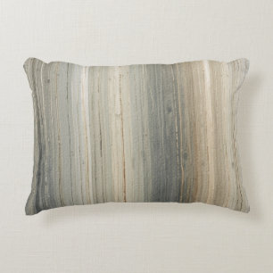 Rustic Neutral Gray Brown Abstract Stripe Accent Pillow