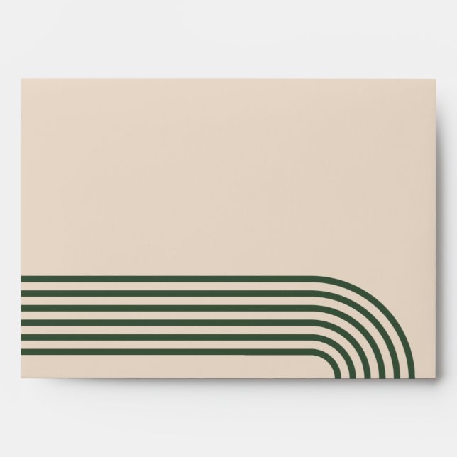 Rustic Neutral Green Arched Modern Wedding Envelope (Front)