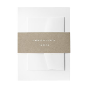 Rustic Neutral Kraft Paper Wedding Invitation Belly Band