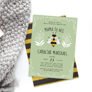 Rustic Neutral Mama to Bee Baby Drive-up Shower In Invitation