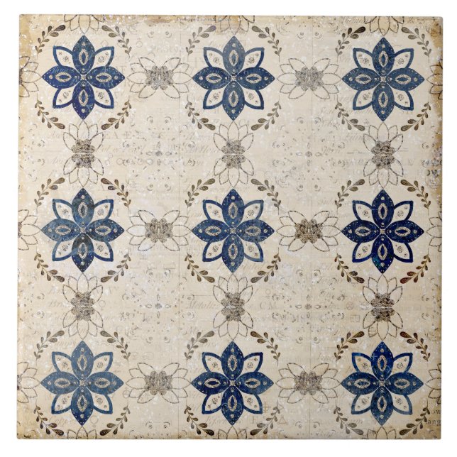 Rustic Neutral Navy Blue Ceramic Tile (Front)