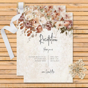 Rustic Neutral & Pink Floral Drop Reception Enclosure Card