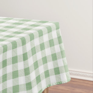 Rustic Neutral Sage Gingham Plaid  Tablecloth
