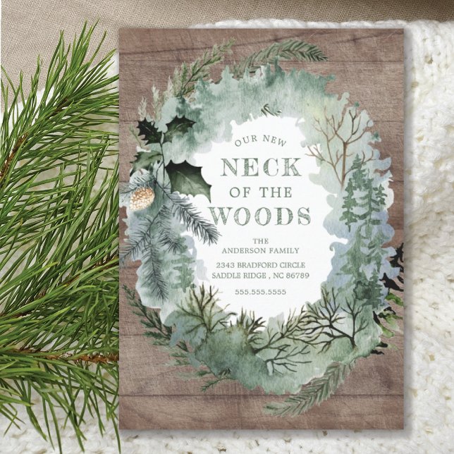 Rustic New Neck of the Woods Pine Trees Moving Announcement (Creator Uploaded)