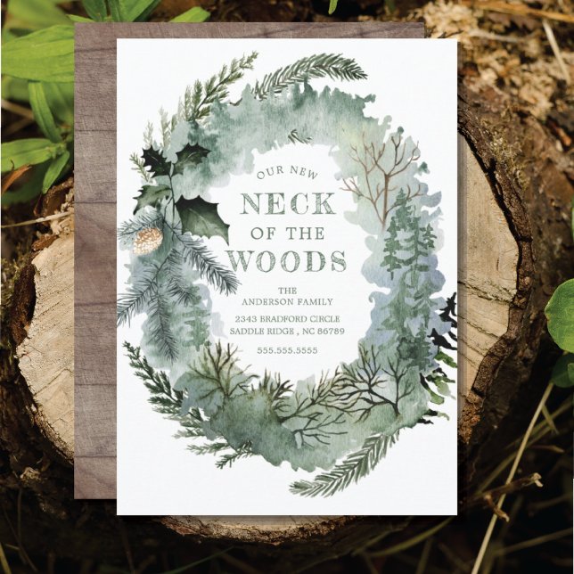 Rustic New Neck of the Woods Pine Trees Moving Announcement (Creator Uploaded)
